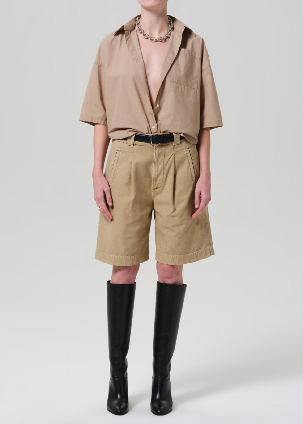 gold sign Cara Pleated Short In Gobi