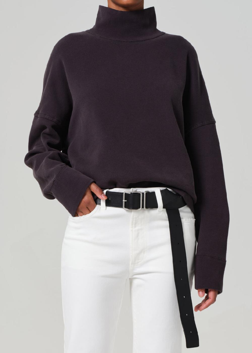 gold sign Cara Turtleneck In Charcoal