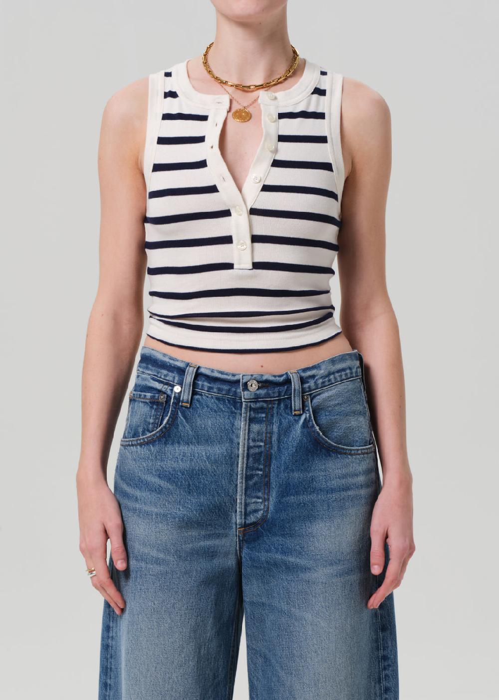 gold sign Caralyn Tank In Azure Stripe