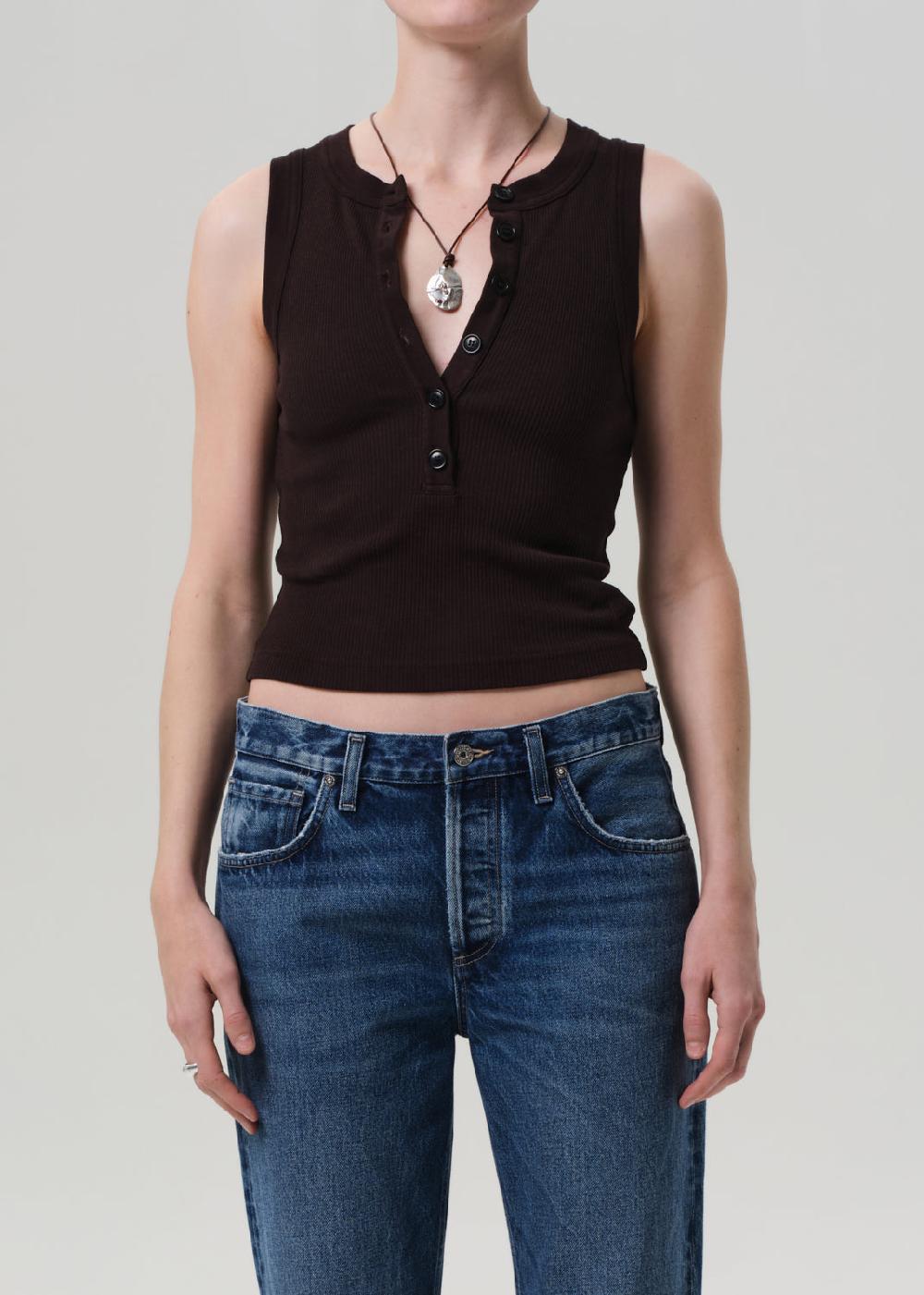 gold sign Caralyn Tank In Chocolate