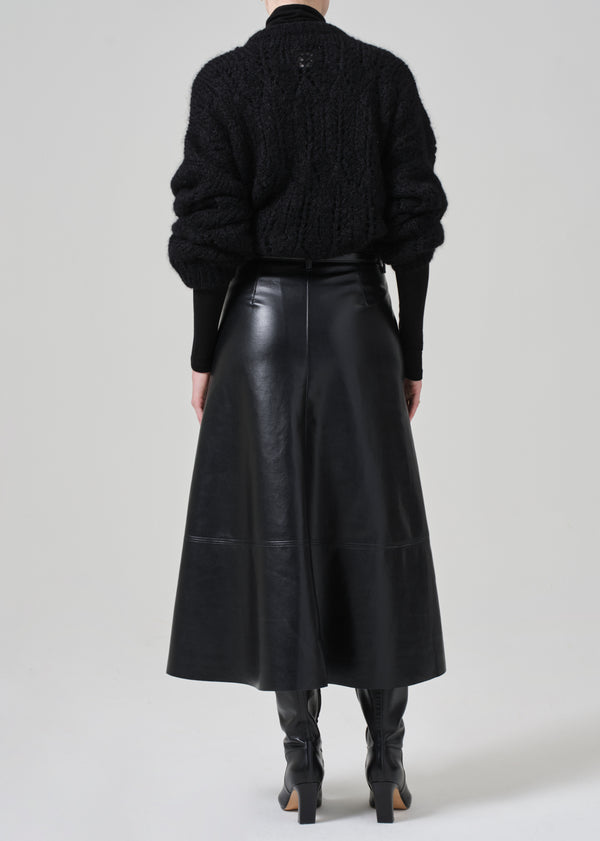 Gold Sign Cassia Leather Skirt In Black