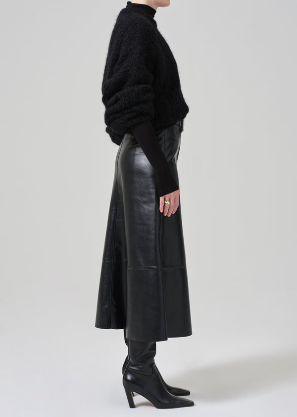Gold Sign Cassia Leather Skirt In Black