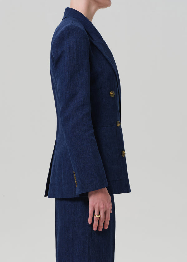 Gold Sign Chelsea Blazer Linen In Denim