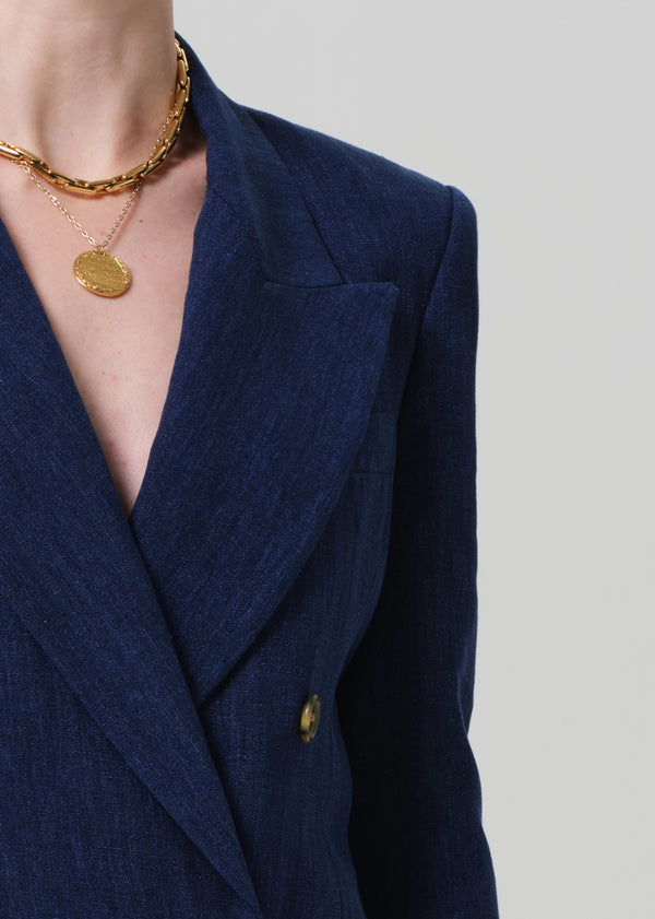 Gold Sign Chelsea Blazer Linen In Denim
