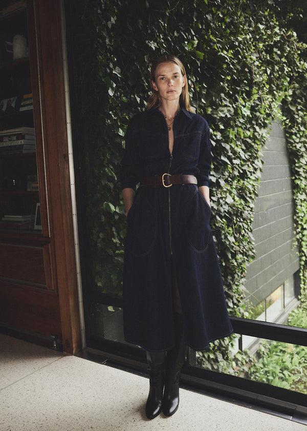 Gold Sign Circle Pocket Dress In Omni