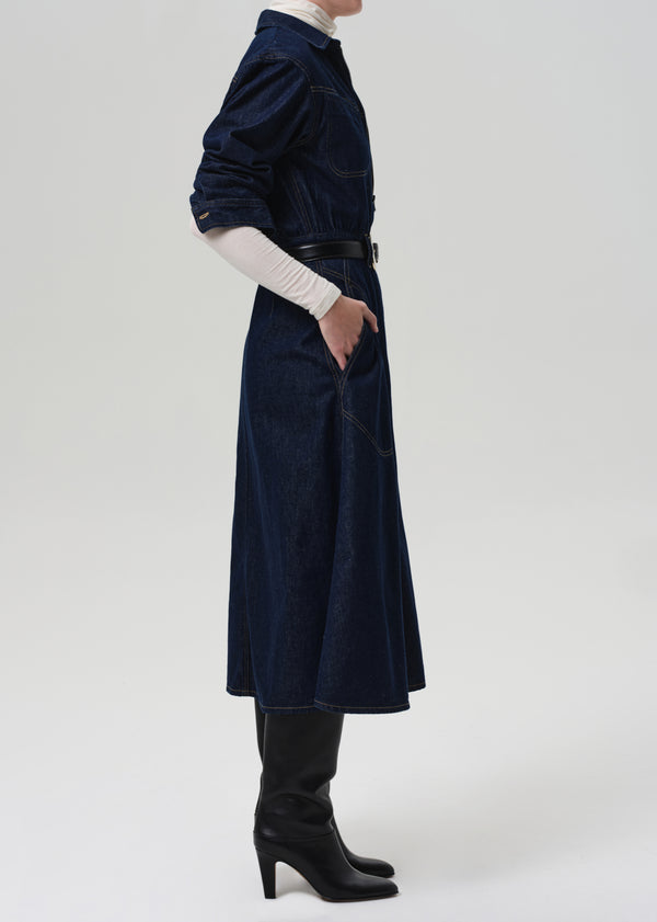 Gold Sign Circle Pocket Dress In Omni