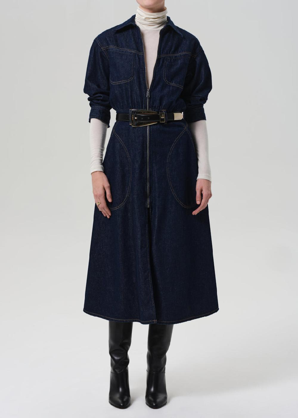 gold sign Circle Pocket Dress In Omni