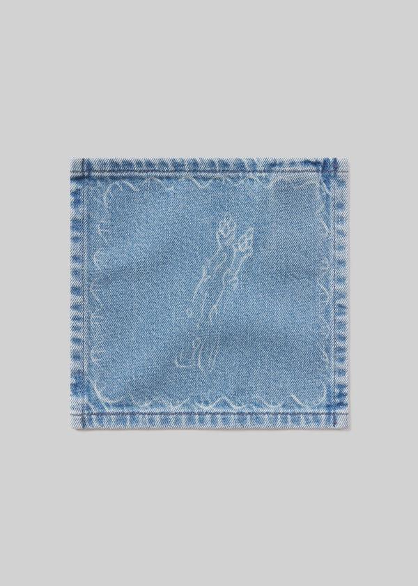Gold Sign Cocktail Napkin Set In Light Indigo