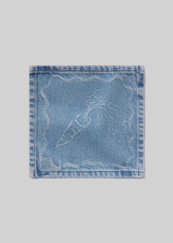 Gold Sign Cocktail Napkin Set In Light Indigo