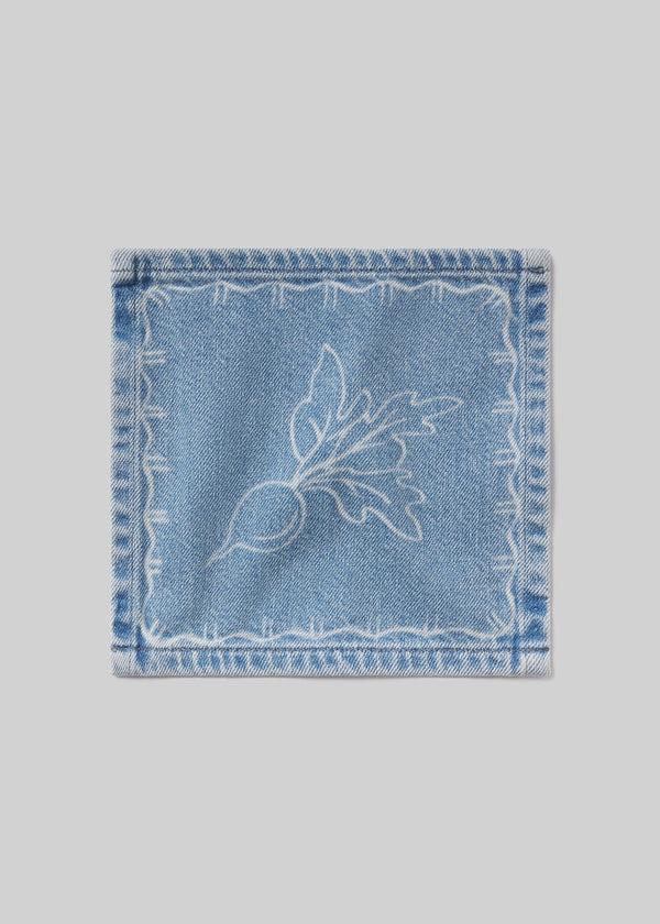 Gold Sign Cocktail Napkin Set In Light Indigo