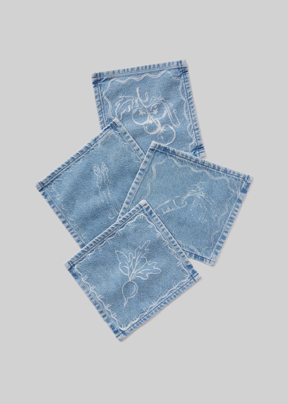 gold sign Cocktail Napkin Set In Light Indigo