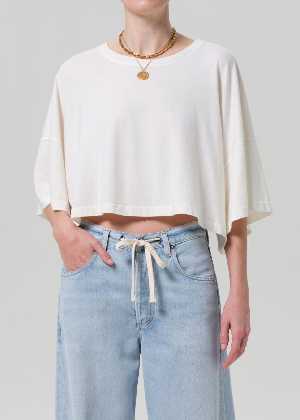 gold sign Crop Cape Tee In Pashmina