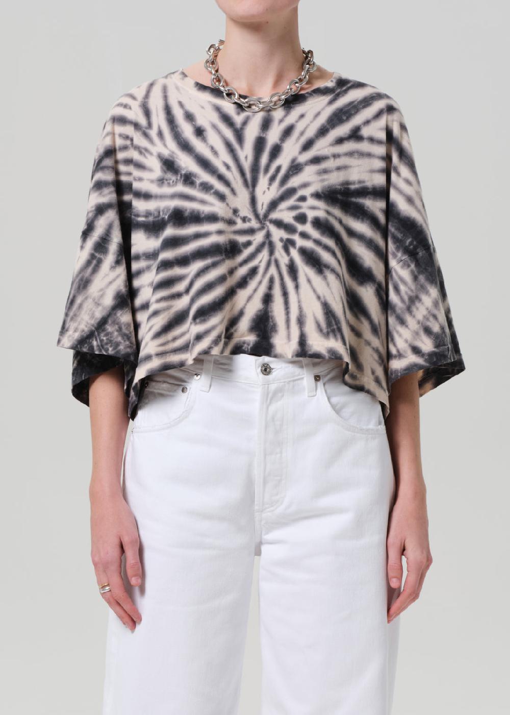gold sign Crop Cape Tee In Spiral Tie Dye