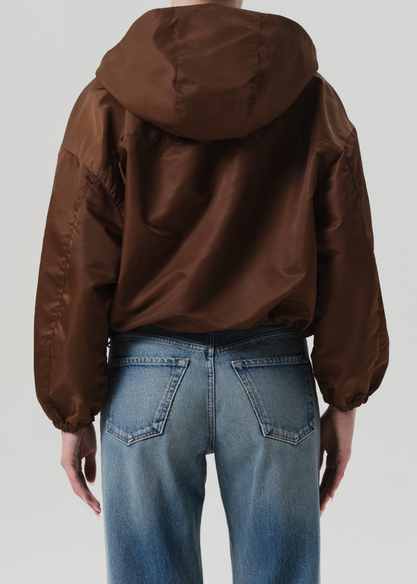 Gold Sign Cropped Nylon Windbreaker In Brown