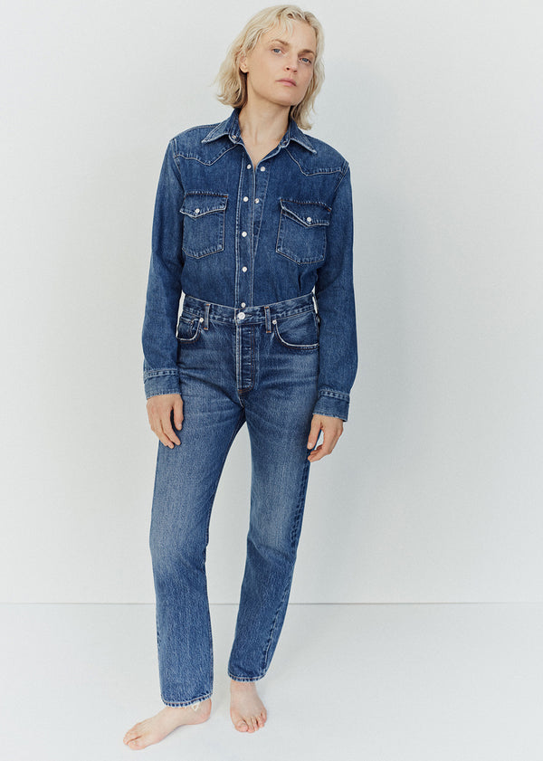 Gold Sign Cropped Western Shirt In Chaya