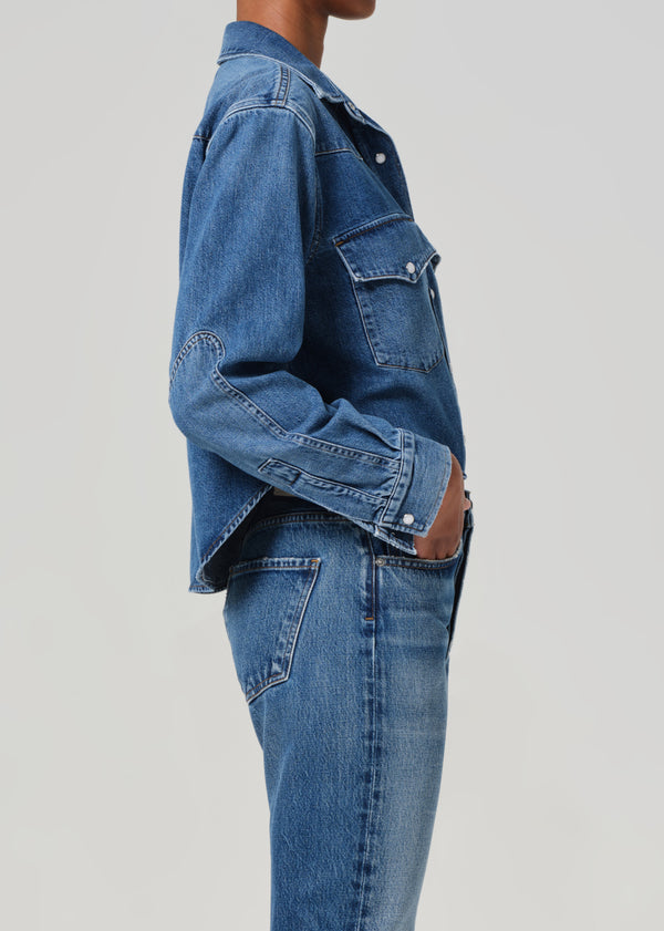 Gold Sign Cropped Western Shirt In Chaya
