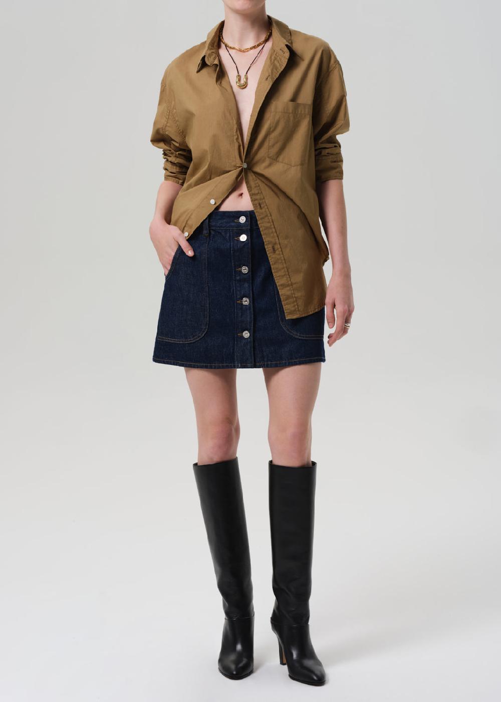 gold sign Curved Pocket Mini Skirt In Amherst