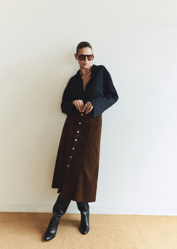 Gold Sign Devin A Line Skirt Corduroy In Manuka