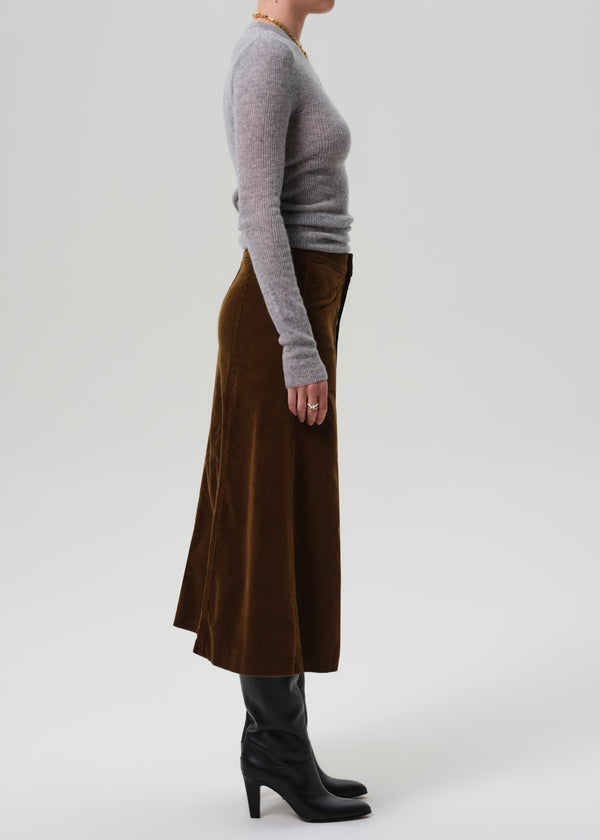 Gold Sign Devin A Line Skirt Corduroy In Manuka
