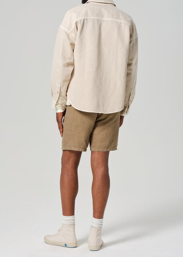 Gold Sign Drawstring Deck Linen Short In Reservoir