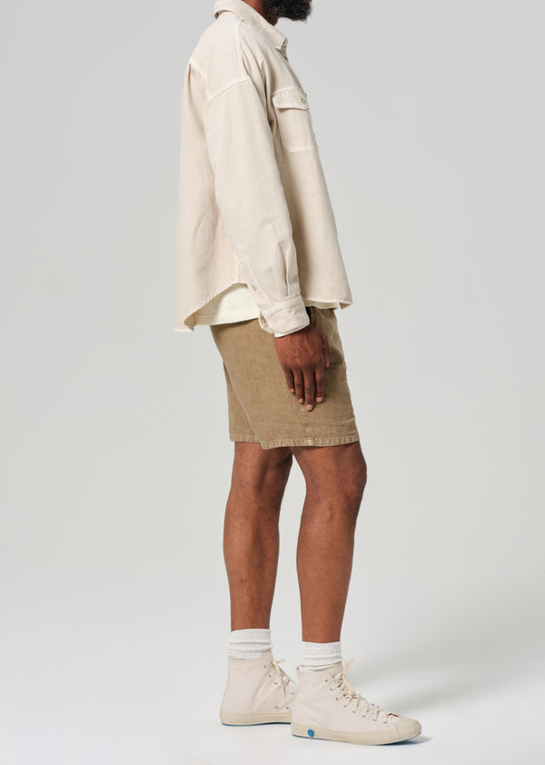 Gold Sign Drawstring Deck Linen Short In Reservoir