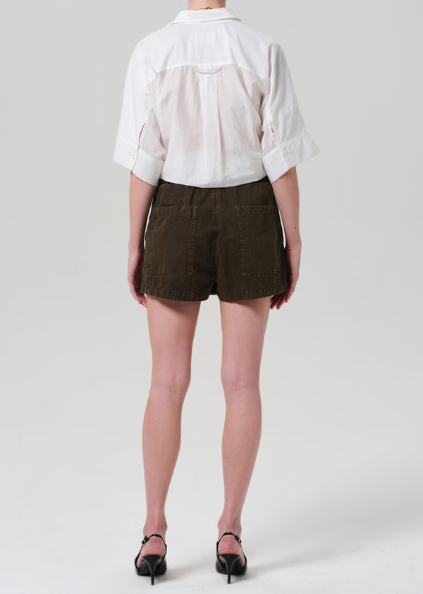 Gold Sign Este Drawstring Short In Dark Olive