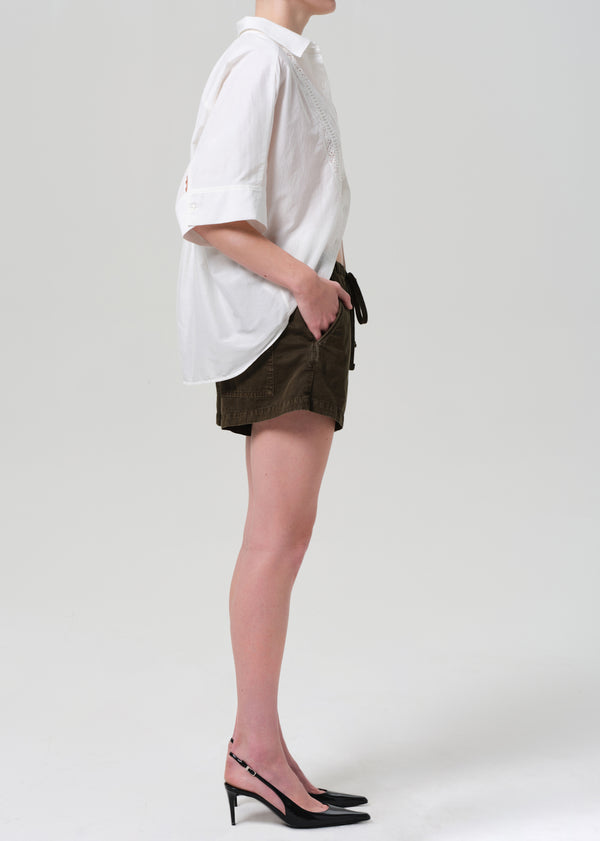 Gold Sign Este Drawstring Short In Dark Olive