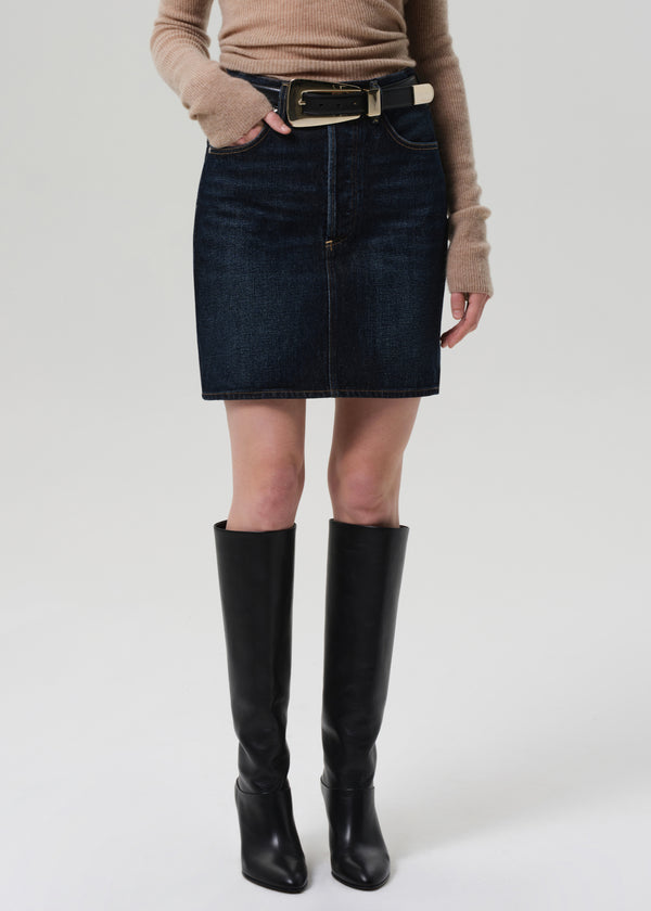 Gold Sign Etta Pencil Skirt In Deep Azure