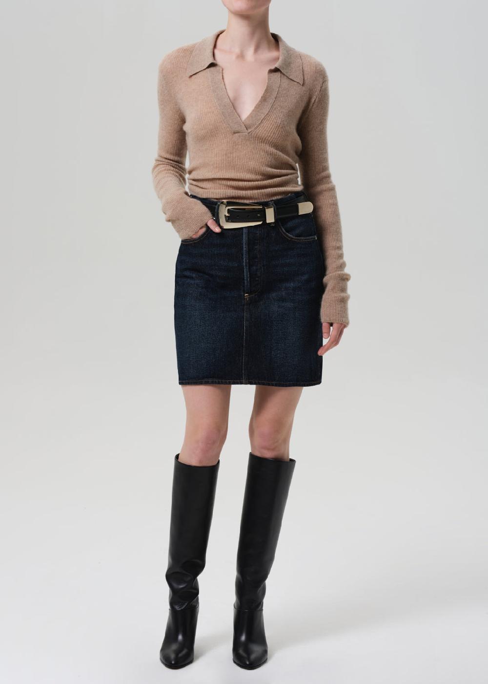 gold sign Etta Pencil Skirt In Deep Azure