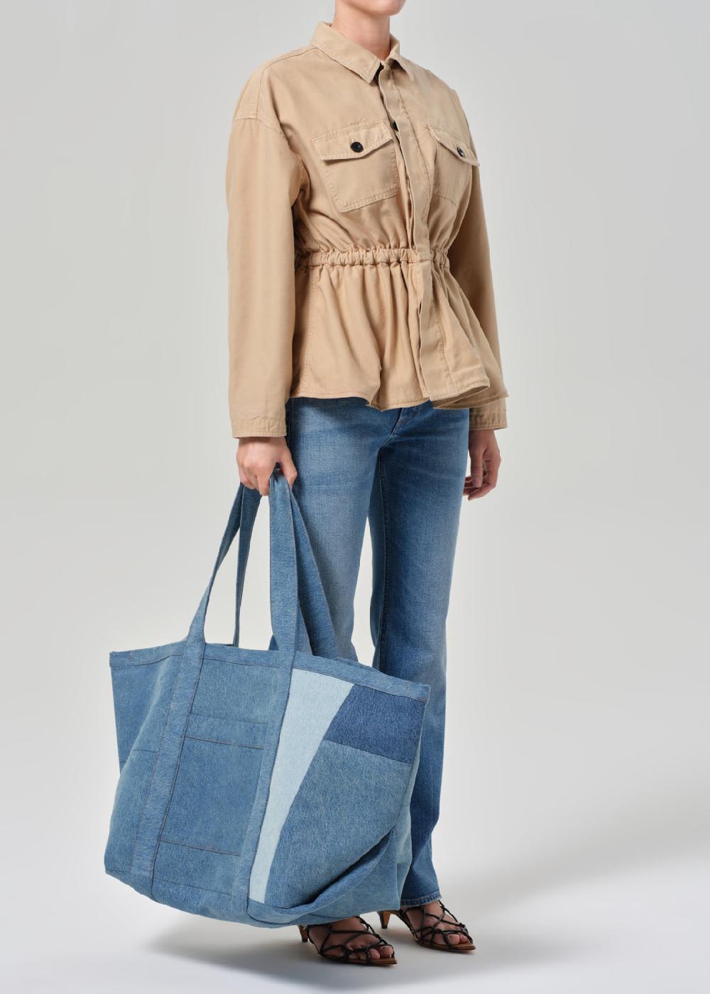 gold sign Farmstand Patchwork Tote In Intrigue