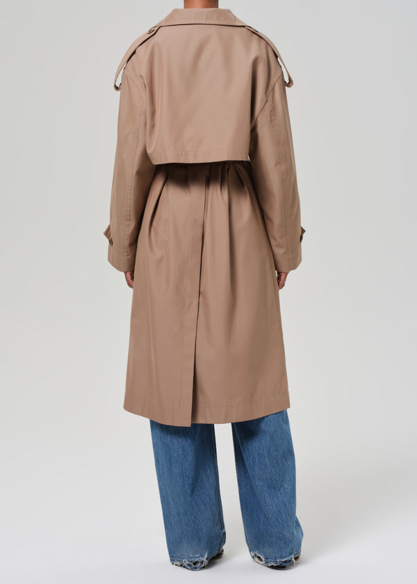 Gold Sign Favi Trench Coat In Dark Khaki