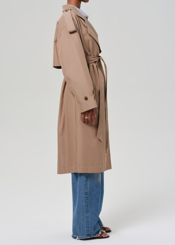 Gold Sign Favi Trench Coat In Dark Khaki