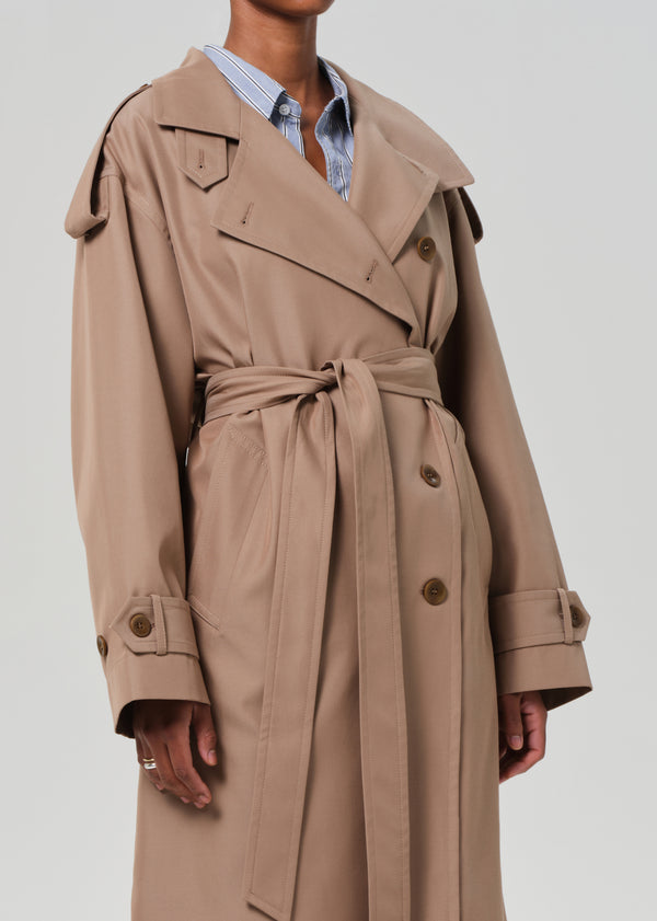 Gold Sign Favi Trench Coat In Dark Khaki