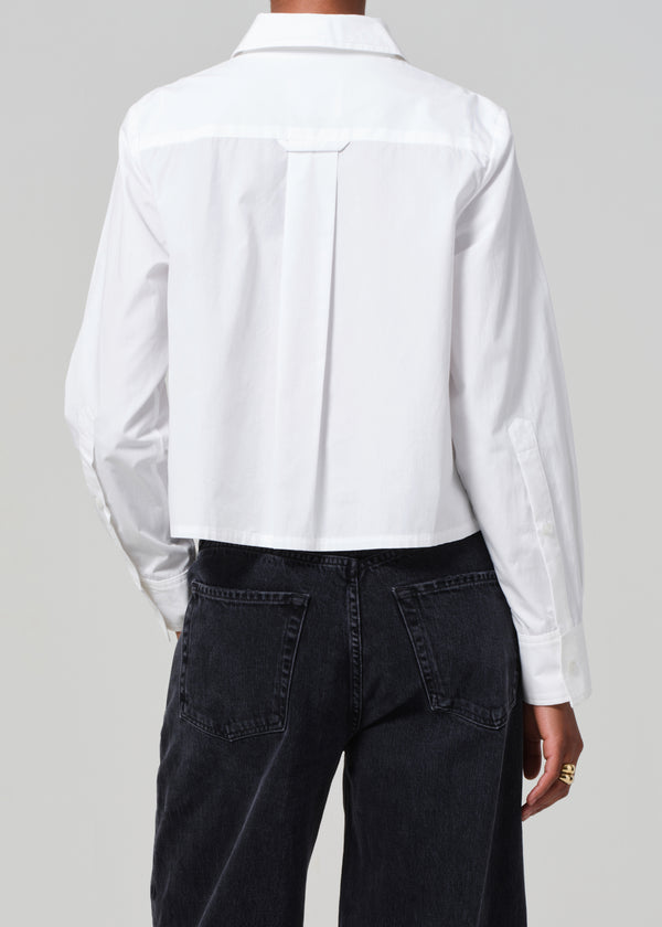 Gold Sign Fino Boxy Cropped Tuxedo In White