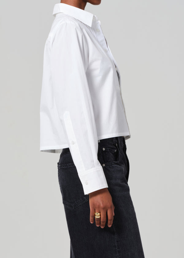 Gold Sign Fino Boxy Cropped Tuxedo In White