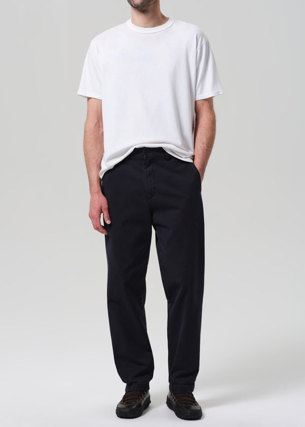 Gold Sign Flat Front Chino In Navy