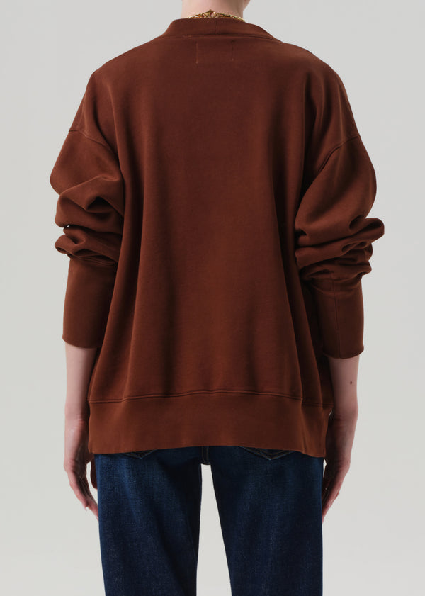 Gold Sign Fleece Cardigan In Chai