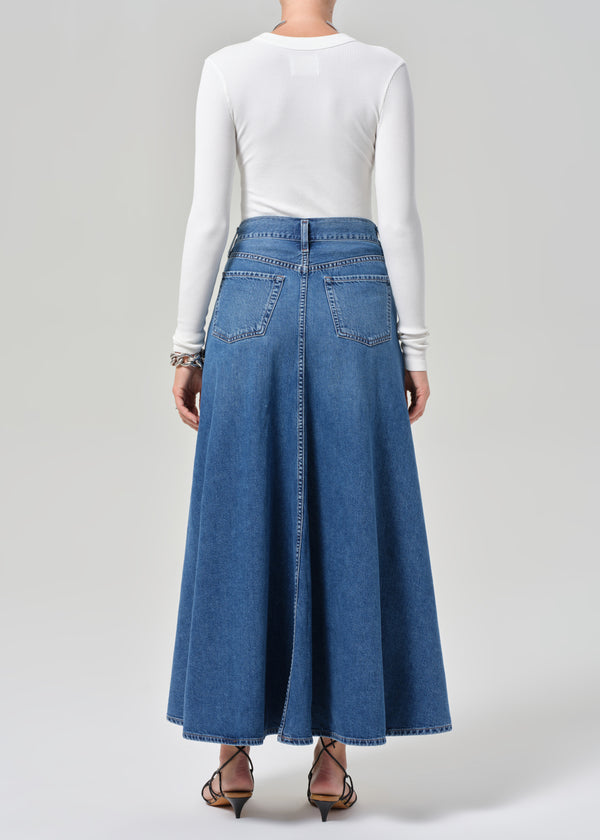 Gold Sign Fluid Maxi Skirt In Beacon