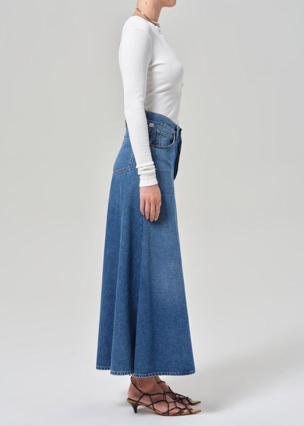 Gold Sign Fluid Maxi Skirt In Beacon