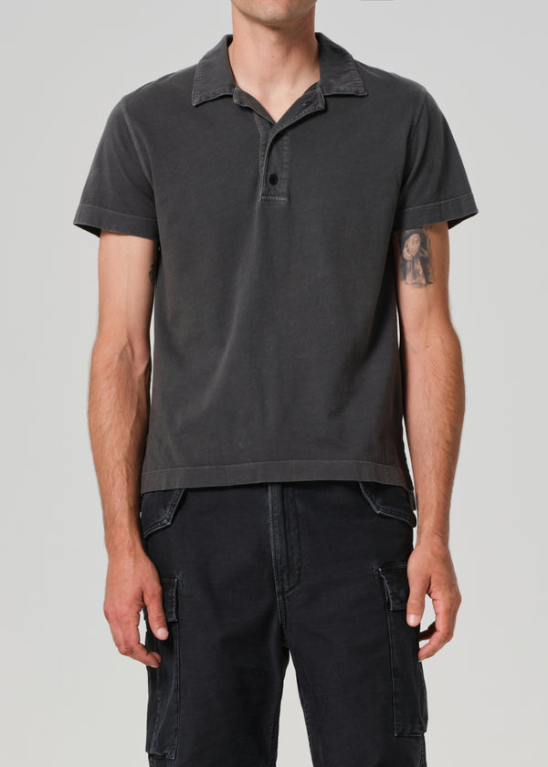 Gold Sign Himari Polo In Charred Cedar