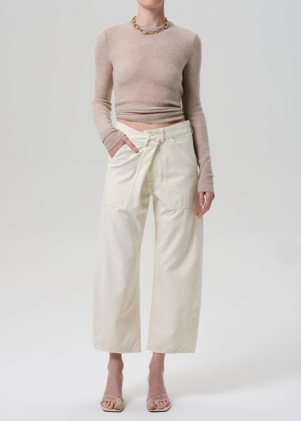 gold sign Ines Crop Utility Trouser In Bone