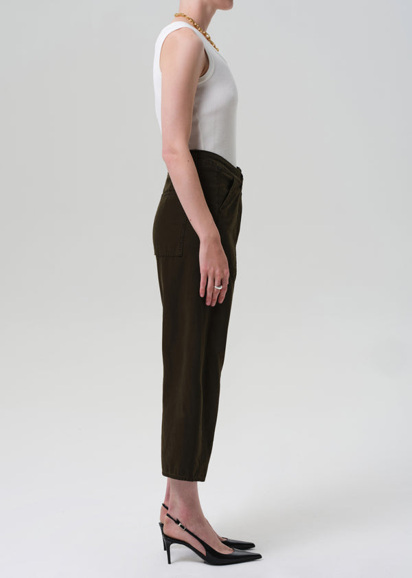 Gold Sign Ines Crop Utility Trouser In Moss