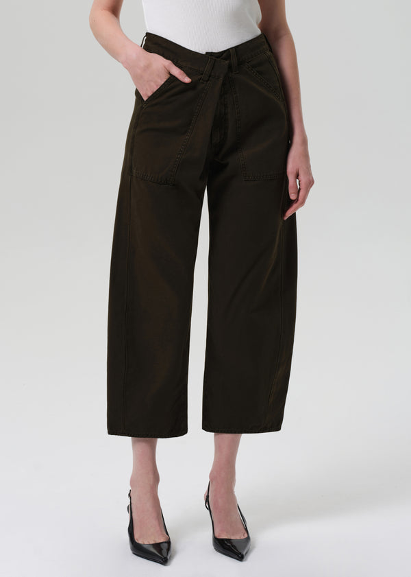 Gold Sign Ines Crop Utility Trouser In Moss