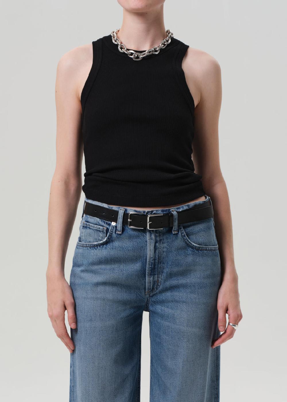 gold sign Isabel Rib Tank In Black