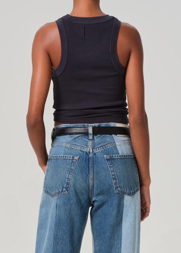 Gold Sign Isabel Rib Tank In Charcoal