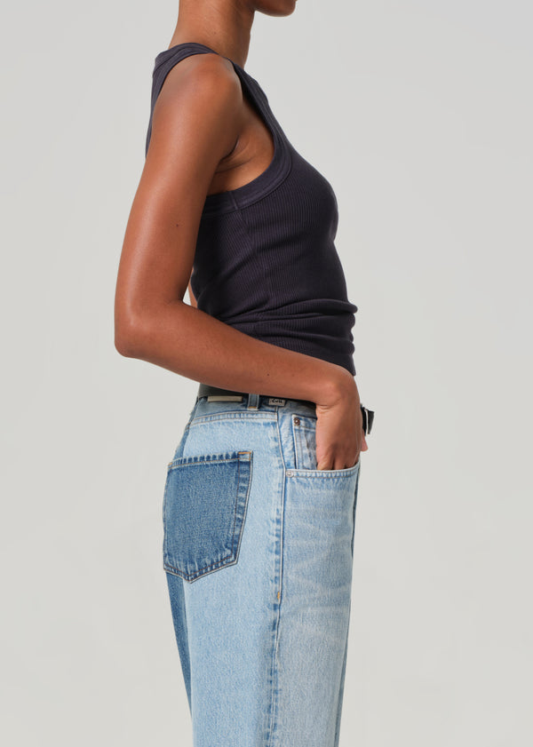 Gold Sign Isabel Rib Tank In Charcoal