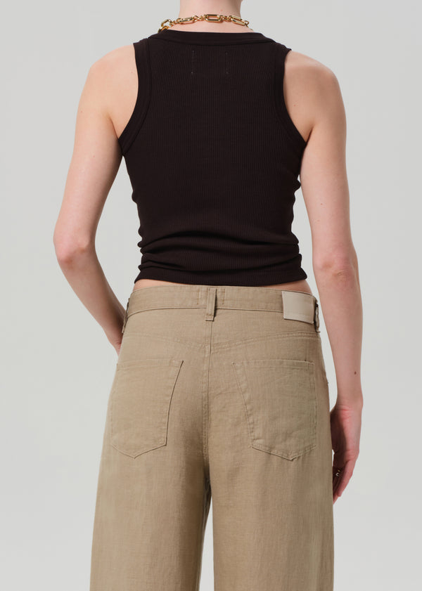 Gold Sign Isabel Rib Tank In Chocolate