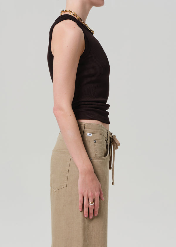Gold Sign Isabel Rib Tank In Chocolate