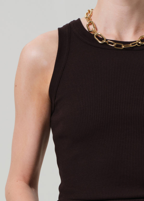 Gold Sign Isabel Rib Tank In Chocolate