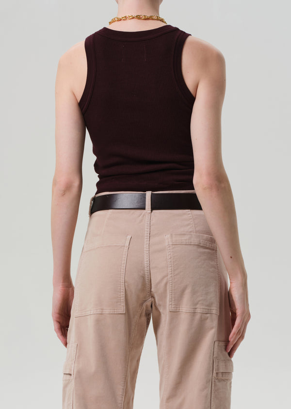 Gold Sign Isabel Rib Tank In Mahogany
